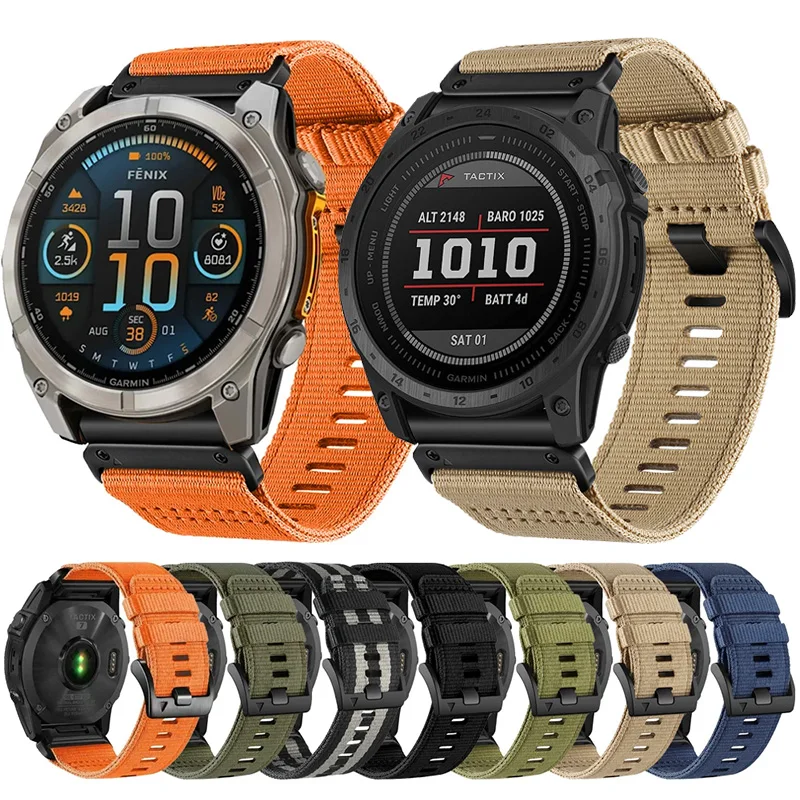 

QuickFit Canvas Watchband 22mm/26mm for Garmin Fenix 8 7 7X pro 6 6X Epix pro 2 5 5X plus Descent G1 mk3i 965 955 Strap Bracelet