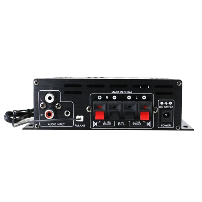 2 Channel Bluetooth Hifi Power Amplifier Home Car Audio Class D Remote Control FM Radio AUX USB/SD