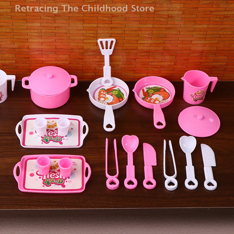 1 ensemble maison de poupée Mini vaisselle ustensiles de cuisine Simulation Pot plateau tasse poupée maison cuisine décoration semblant jouer jouets enfant cadeaux