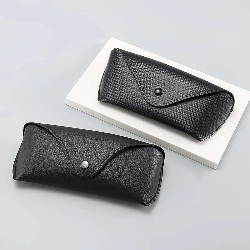 New Sunglasses Cases Large Black New Red Lined Leather Business Litchi Pattern Sunglasses Glasses Case  Eyewear Accessories