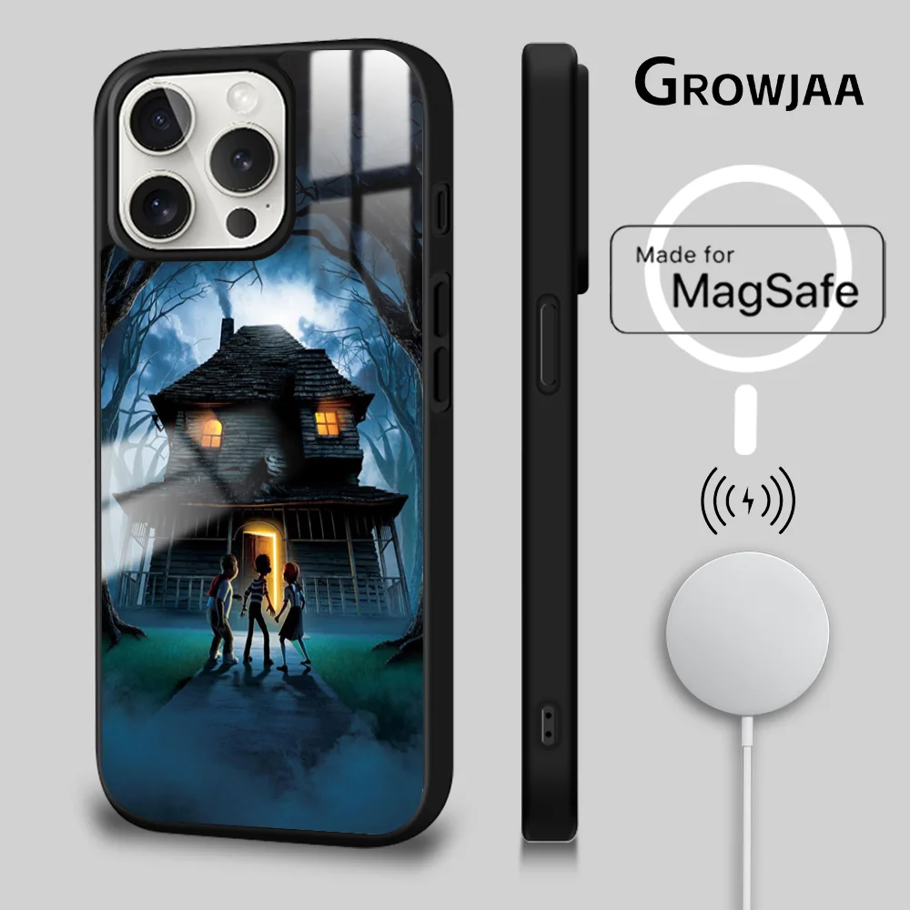 Animated  Film M-Monster House Phone Case For iPhone 16 15 14 13 12 11 Pro Max Plus Mini Magsafe Mirror Wireless Magnetic Cover