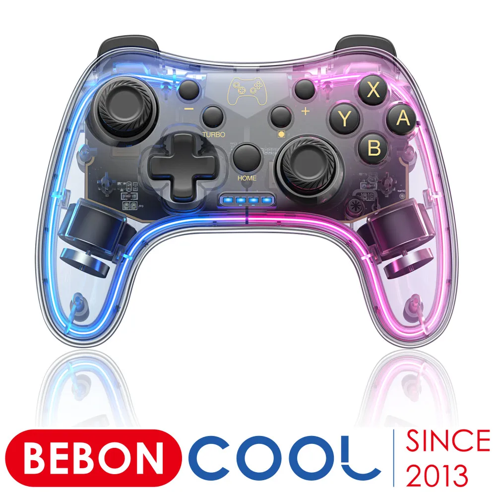 

RGB Colorful Light Wireless Gamepad For Nintendo Switch/Lite/OLED with 6-axis Gyro MFI/HID Games Joystick For PC/Android/iPhone