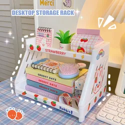 Desk Shelf Double-layer Office Desk Storage Rack Multifunctional Shelves Plastic Desktop Cosmetic Organizer Rack Storage Shelf