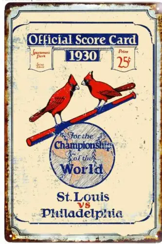 Tin Sign 8 x 12 Official Scorecard St carinals Baseball 1930 Vintage retro