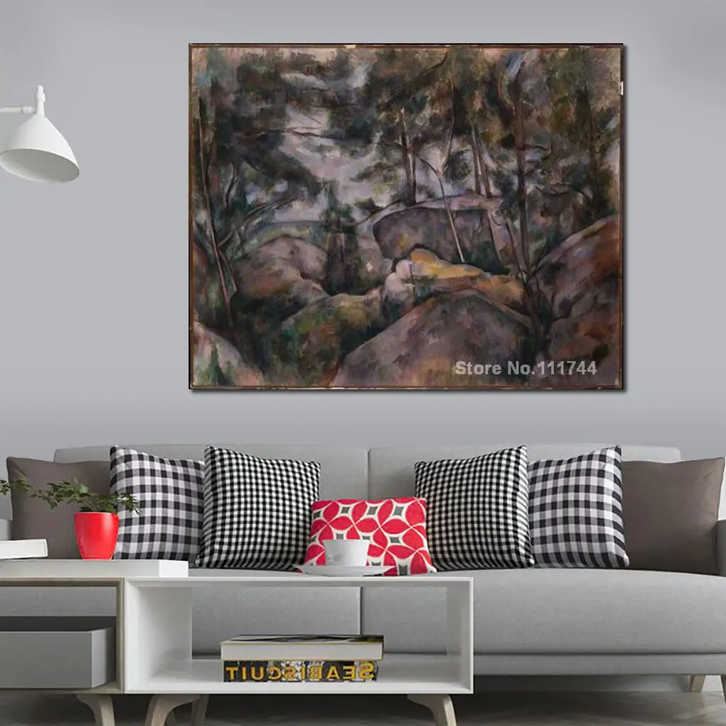 

Famous Art Rocks in The Forest Paul Cezanne Painting High Quality Hand Painted