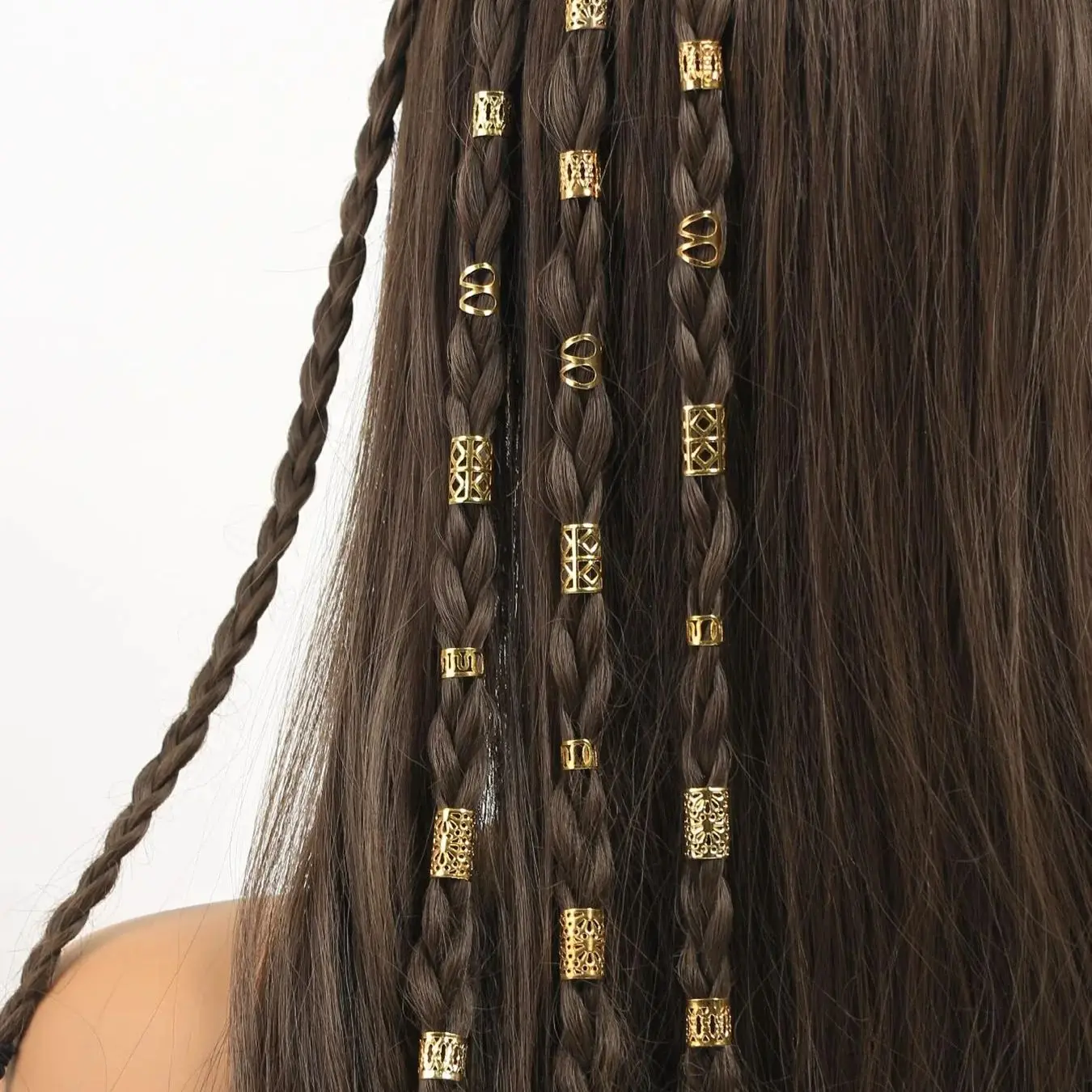 50pcs/set Mixed Hair Rings Set, Dreadlocks Beads Hair Braid Rings Clips Dread Locks Hair Braiding Cuffs Decoration/Accessories