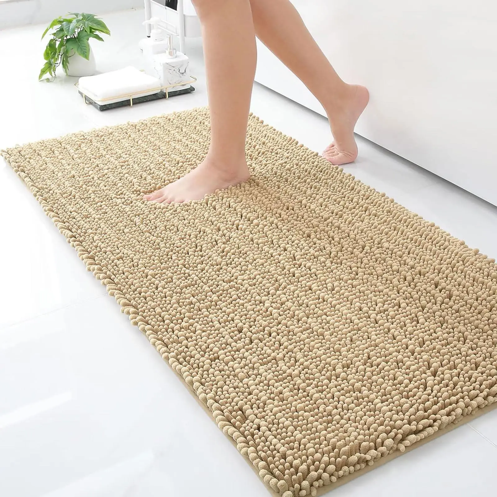 Kitinjoy Chenille Bathroom Mats Extra Thick Absorbent  Non-Slip Bath Rugs Machine Wash Plush Carpet Living Room Luxry Floor Mats