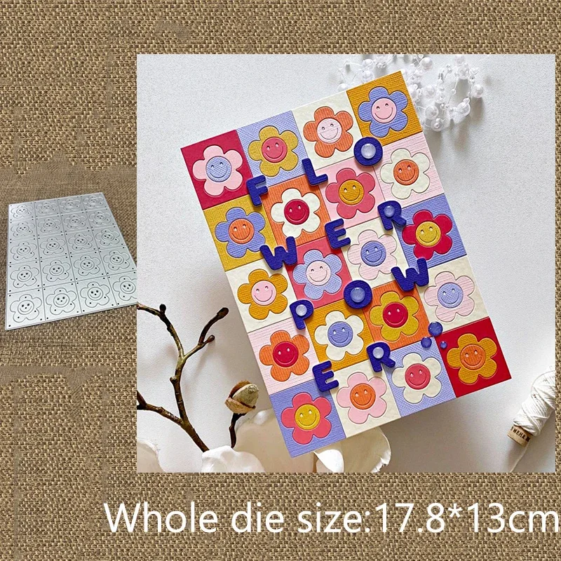 

New Design Craft Metal stencil mold Cutting Die Happy Flowers Background scrapbook die cut Album Paper Card Craft Embossing