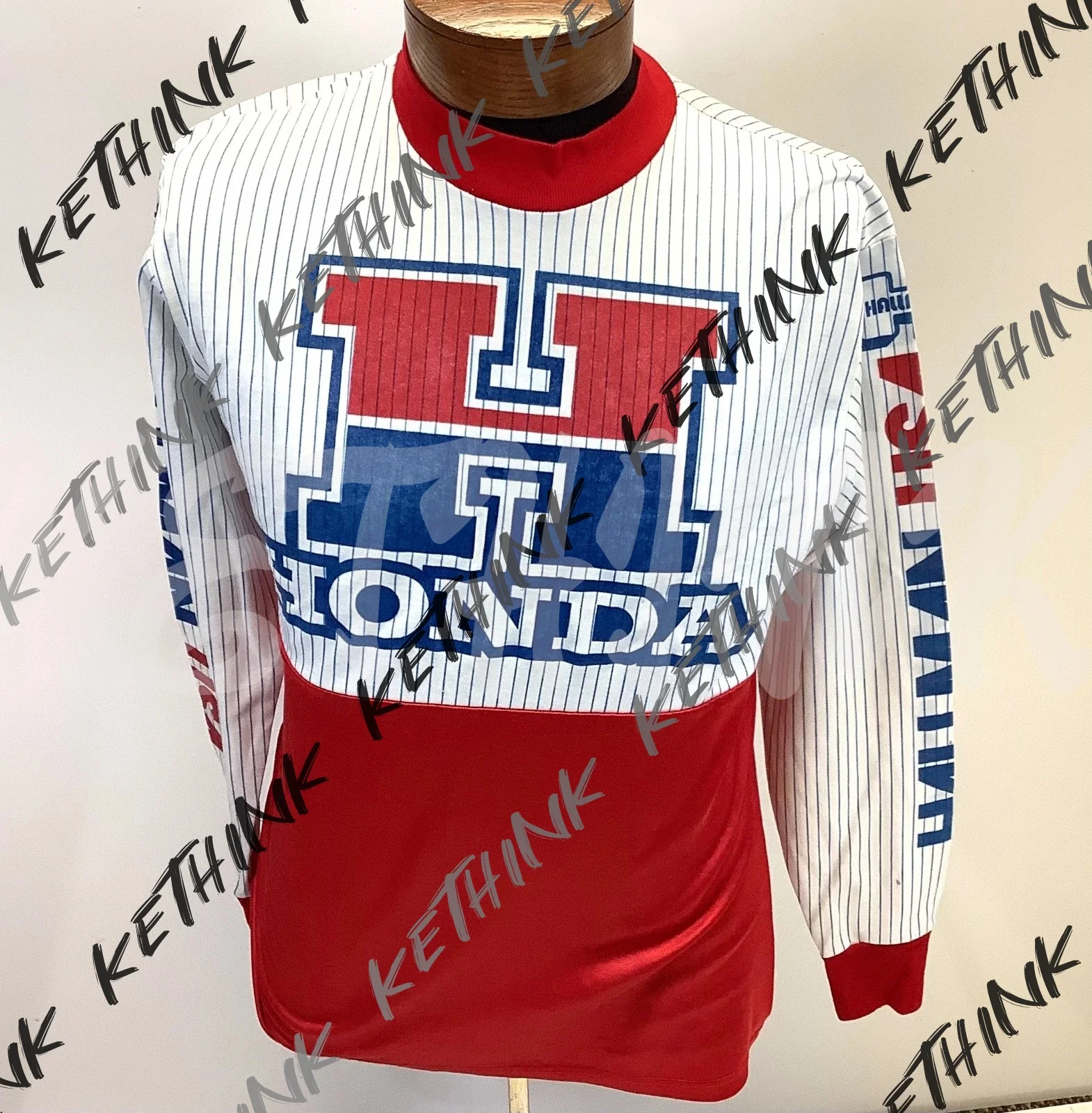 

Vtg 70-80s Hallman Racing США Honda Racing Рубашка для мотокросса Джерси, дышащая рубашка с длинными рукавами Y2K Dirt Bike Mountain Racing