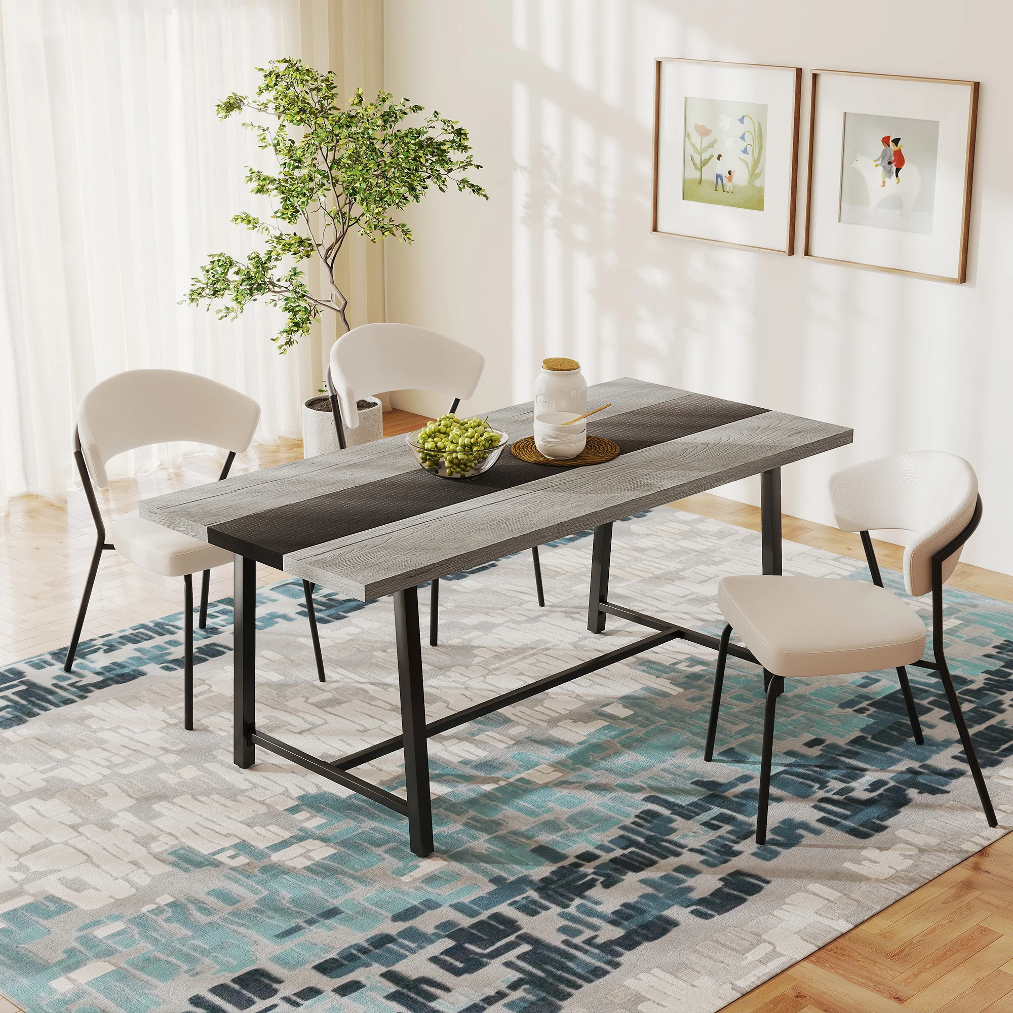 Industrial Dining Table for 8 People, 70.9
