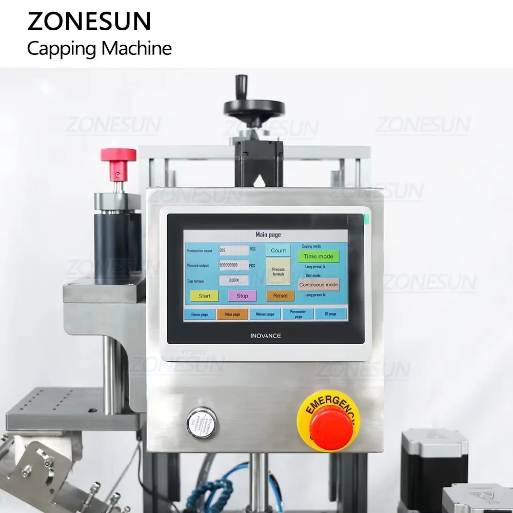 ZONESUN ZS-XG05 Automatic Servo Motor Twist Off Cap Capping Machine for Round Glass Jar Bottle with Cap Elevator