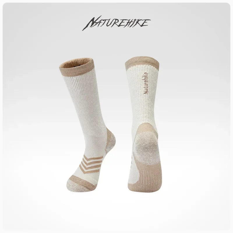 Naturehike-Warm Wool Socks, Shock Absorption, High Tube Stockings, Outdoor Hiking, Running, CYY2342ZJ010