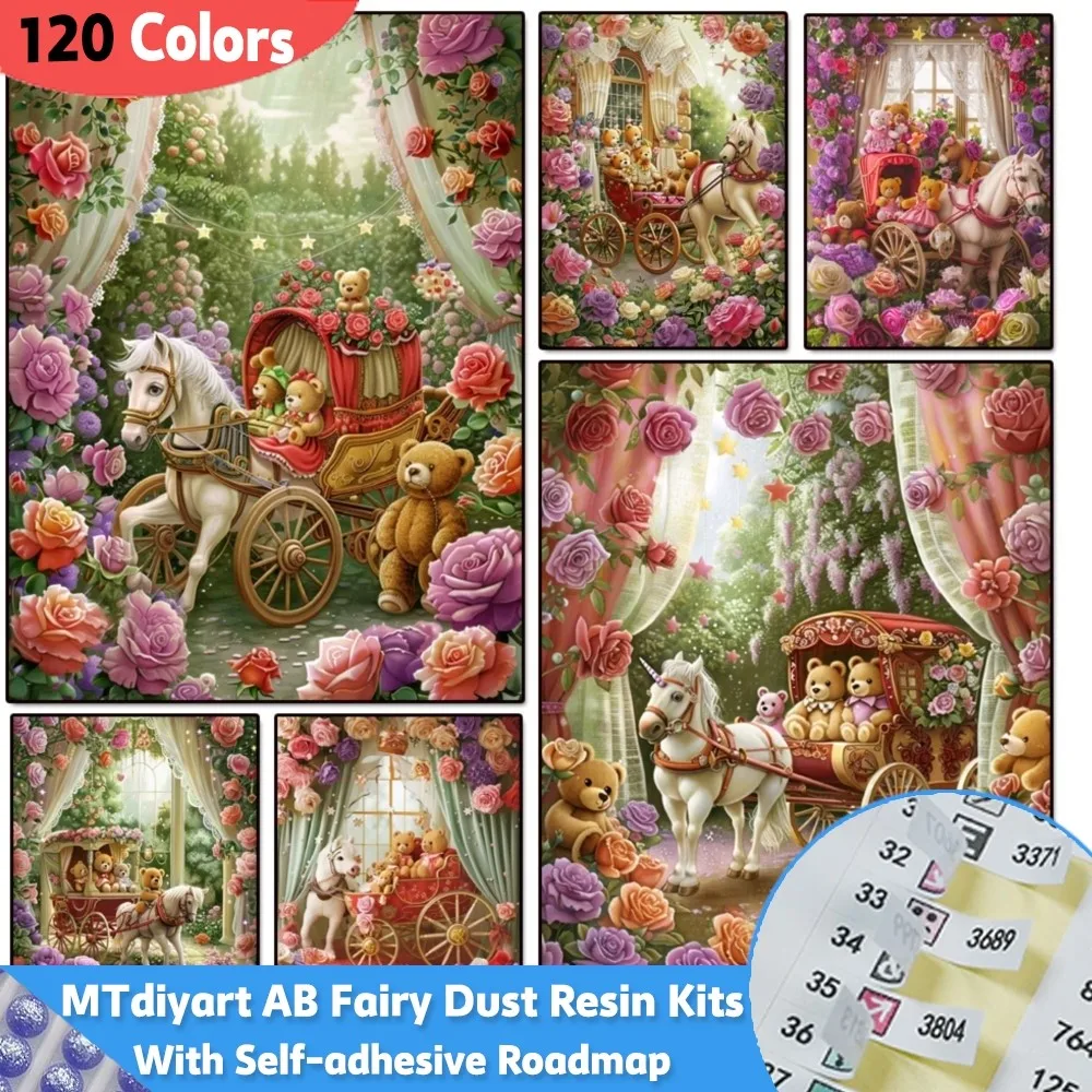 

Смола 120 цветов алмазная живопись с наклейкой сказочная пыль AB 5D Diy мозаика сказочная роза сад карета медведь полный горный хрусталь