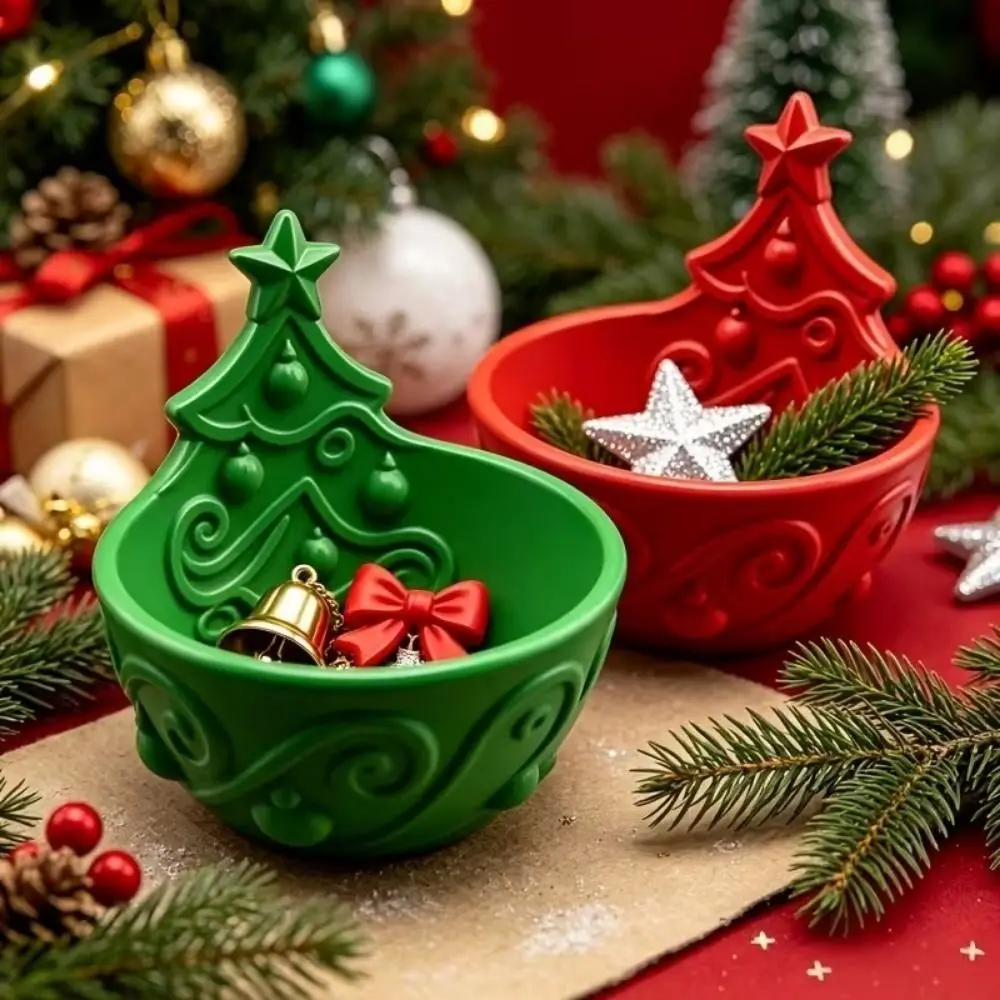 3D Printed Christmas Tree Storage Box Plastic Large Capacity Christmas Candy Bowl Decorative Entrance Key Tray Festival