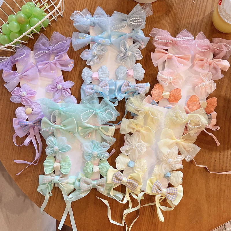 

10pcs Sweet Candy Color Fashion Kids Girl Hair Clip Cute Floral Bow Style Bang Side Clip for Children Headwear Hair Accessories