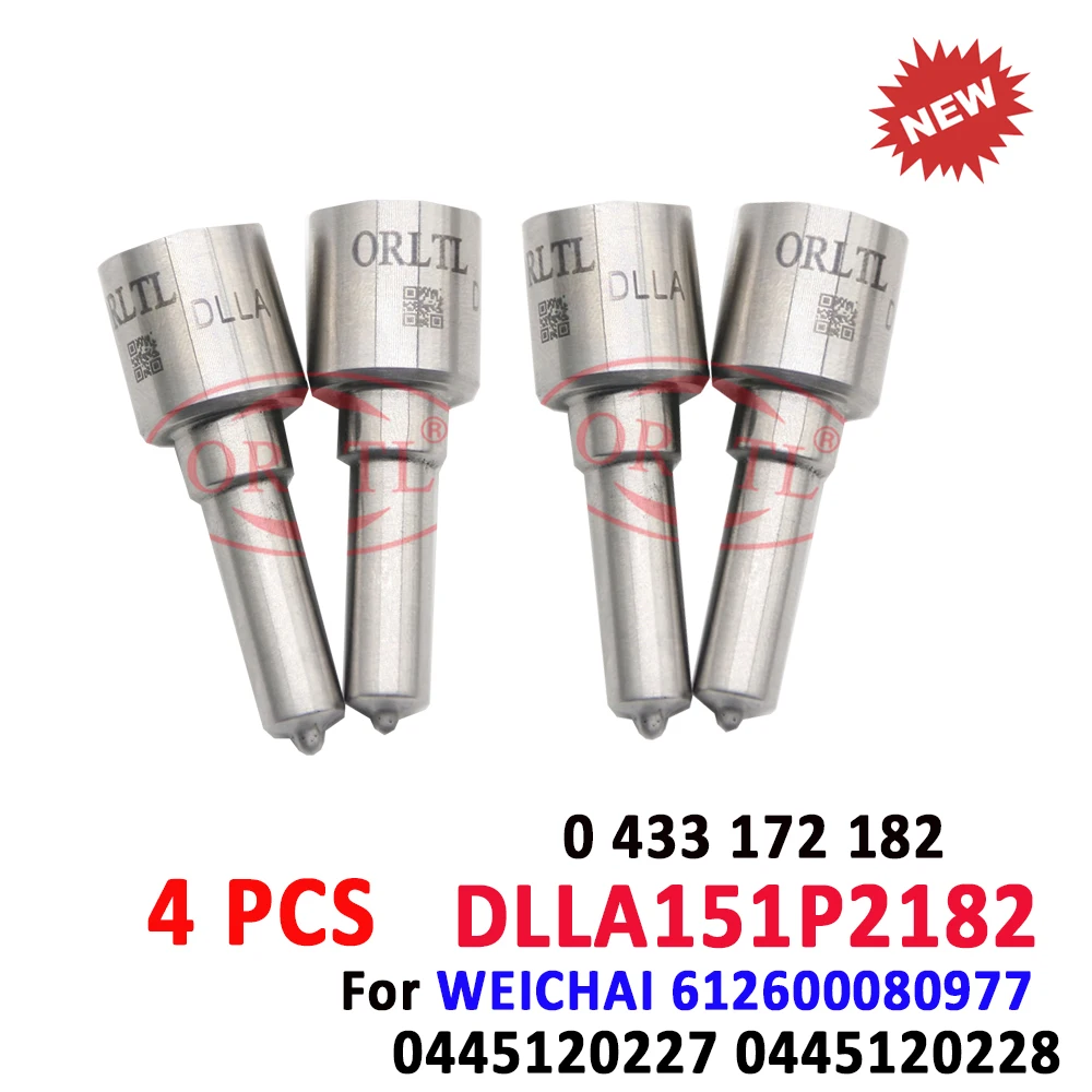 

4 PIECES ORLTL Dlla151P2182 Fuel Injector Nozzle DLLA 151 P2182 Diesel Injector Nozzle for WeiChai WP12 0445120227 0445120228