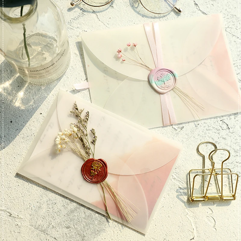 10pcs/lot Custom Semi-transparent Sulfuric Acid Paper Envelopes For DIY Postcard /Card Storage, Wedding Invitation, Gift Packing