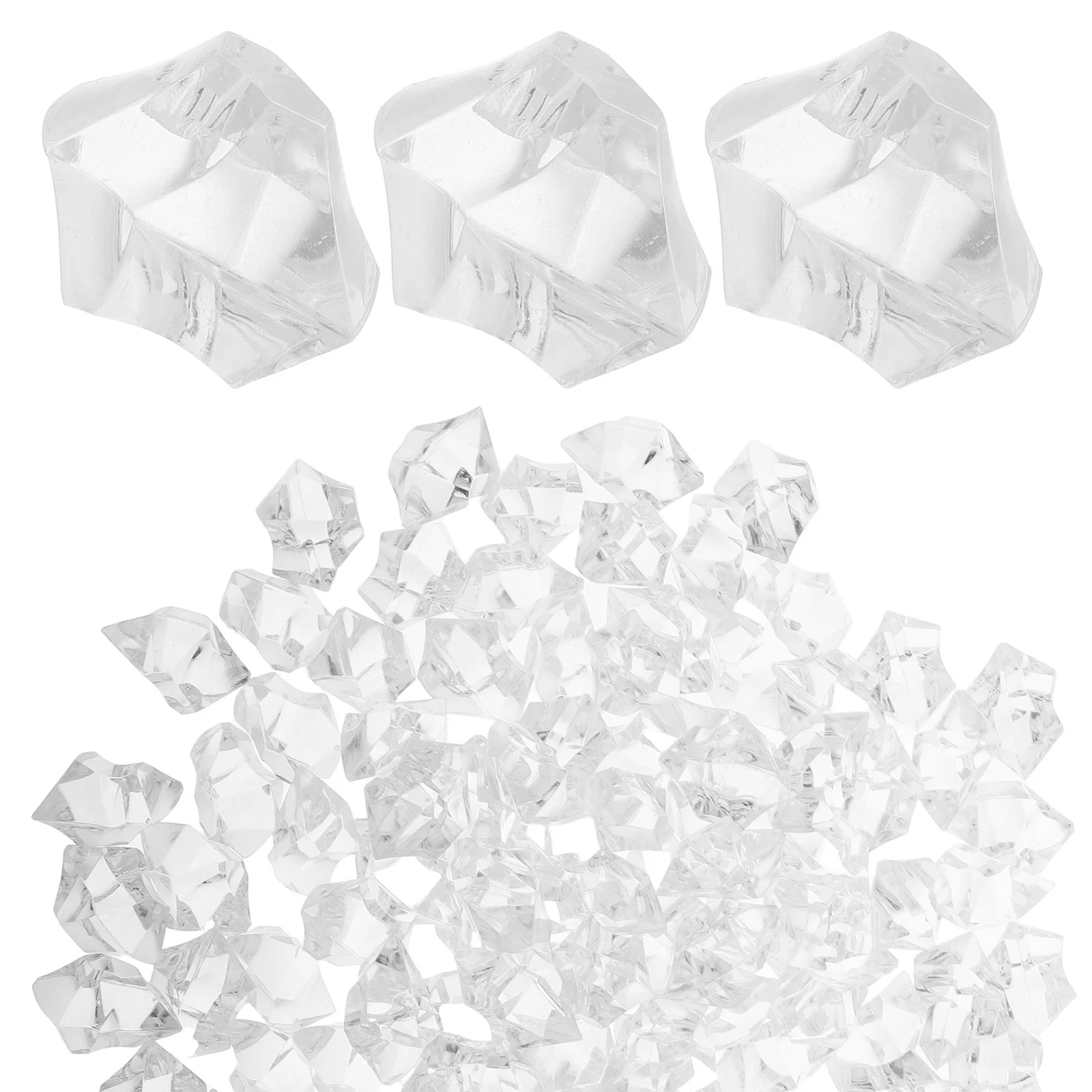 

200 pcs Realistic Plastic Ice Cubes For Vase Filler Fish Tank Decor Artificial Reusable Ice Rocks Table Setting Party Home