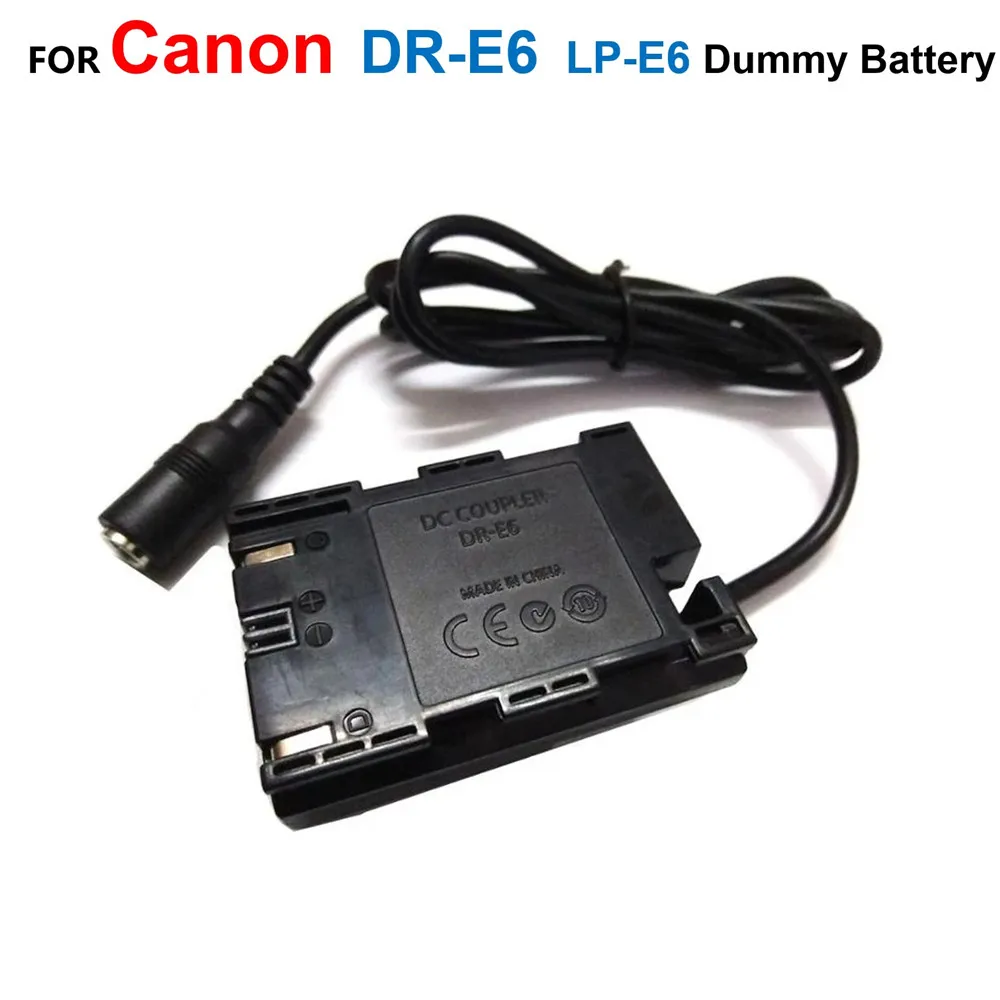 LP-E6 Fake Battery Power Adapter DR-E6 Full Decoded DC Coupler For Canon EOS 5D 5D2 5D3 6D 7D 60D 60D 70D 80D 5DS 5DSR R5 R6