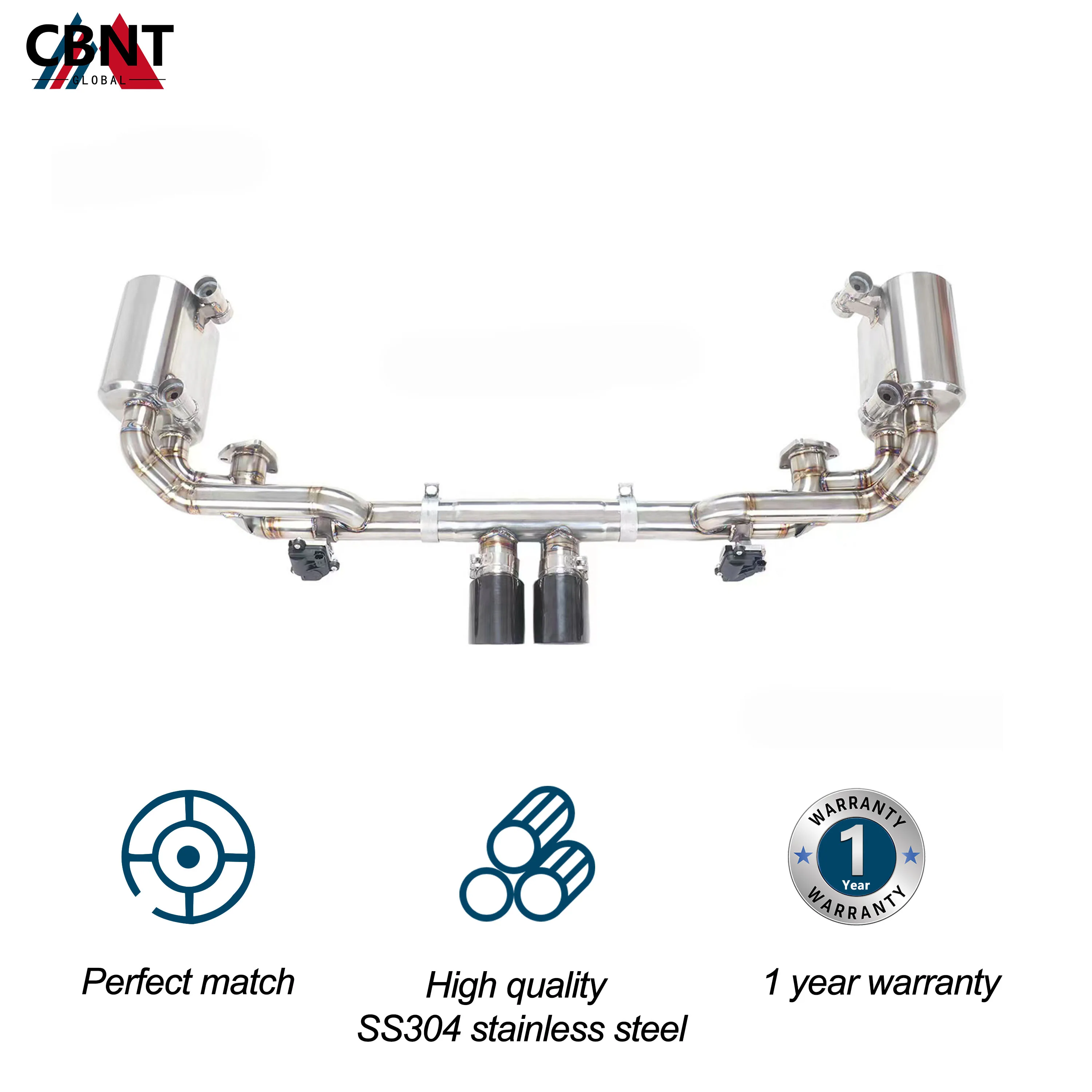 CBNT for Porsche 911 991.1 3.4L 3.8L GT3 RS Exhaust Axle-back with Valve Muffler 304 Stainless Steel Valved Exhaust-pipe