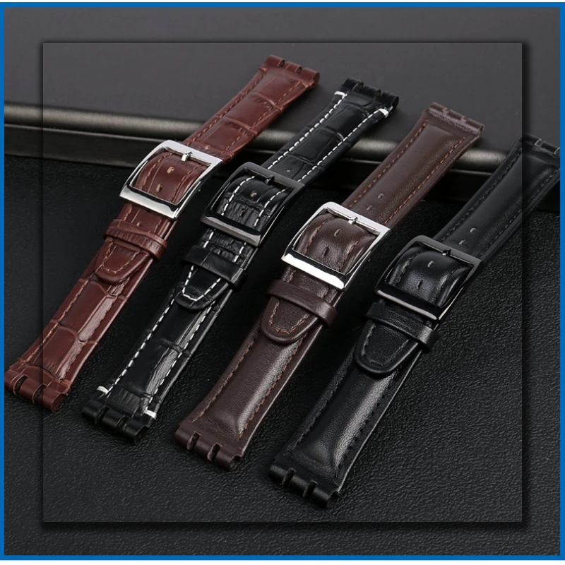 Genuine leather Wrist Strap For swatch YCS YAS YGS series watch band 17mm 19mm  Women men watch strap belt bracelet accessories