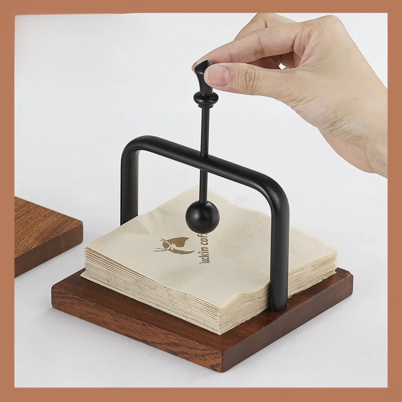 Sapele Cafe Napkin Holder Western Restaurant Paper Towel Holder Solid Wood Hotel Paper Towel Table Tabletop Paper Towel Holder