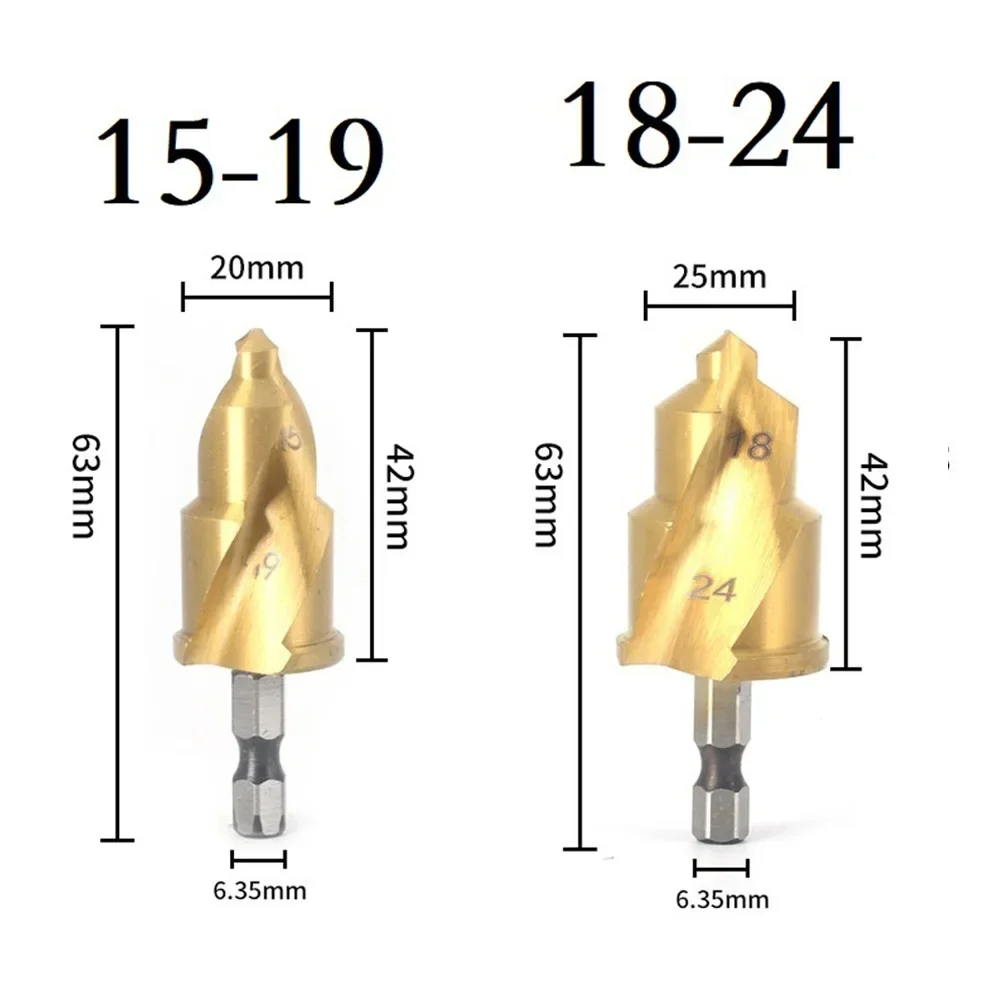 6.35mm PPR Lifti Drill Bit Step Socket For Water PVC Pipe Expander Connector Repair Plumb Fit Reamer Ream Hole Elbow Tee Plumber