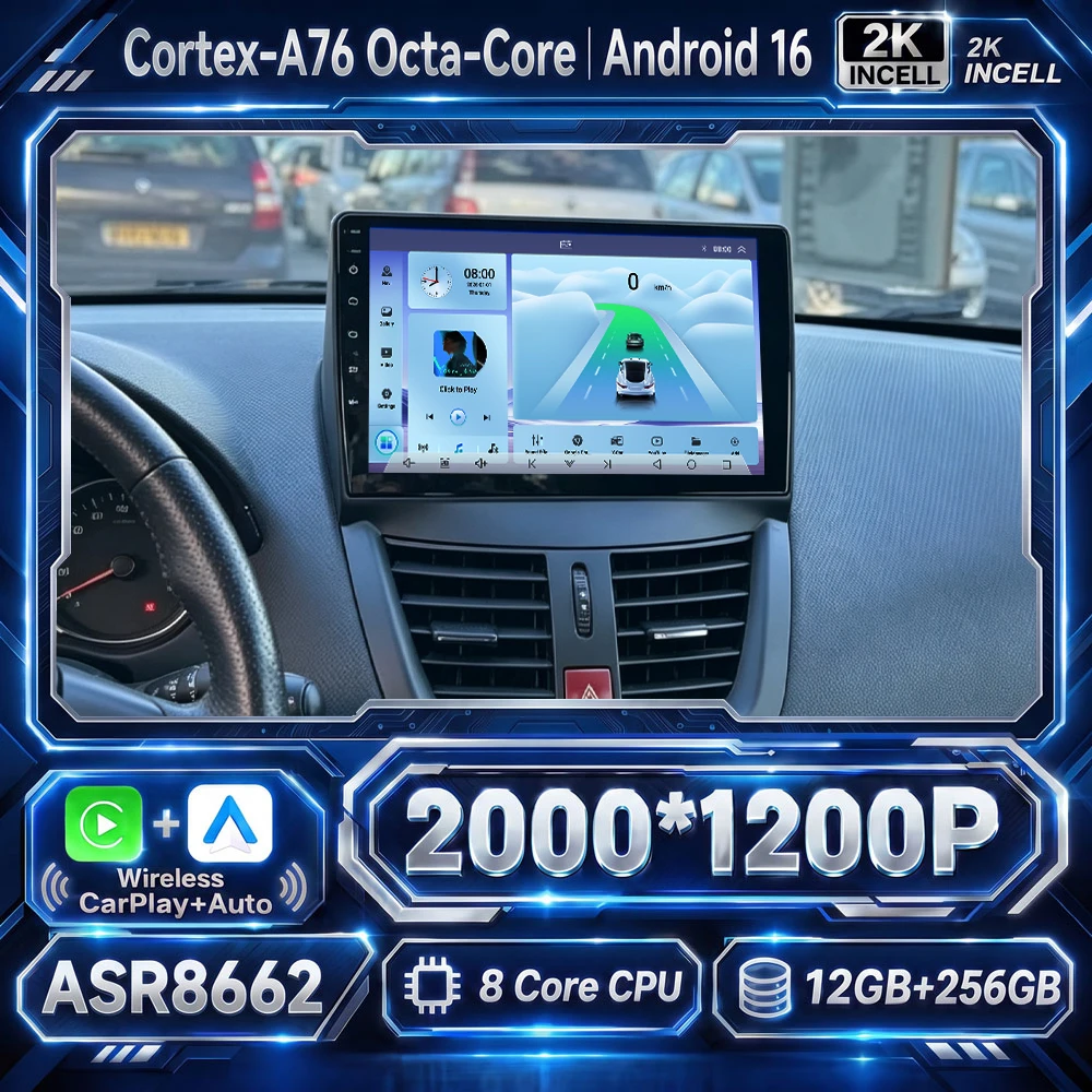 Car GPS Android 16 Car For Peugeot 207 2006-2015 Car Radio GPS Multimedia Player Stereo Touch Screen BT Wifi Dash Cam 4G DVD