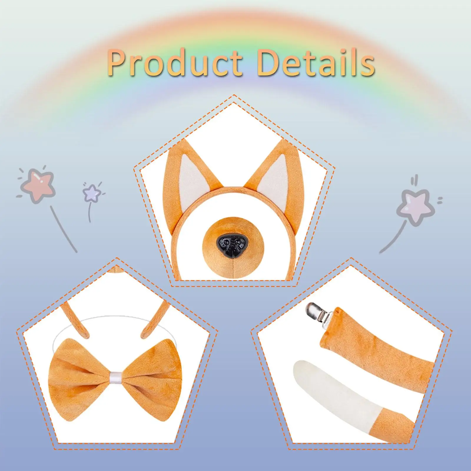 파티 크리스마스 공연을 위한 강아지 귀와 꼬리 강아지 의상 세트