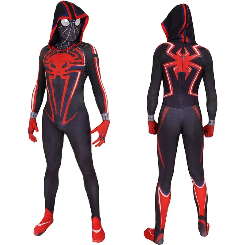 

2025 New 2024 Game Miles Morales 2099 Spider Cosplay Bodysuit Jumpsuit Halloween Costume for Men Ad AA