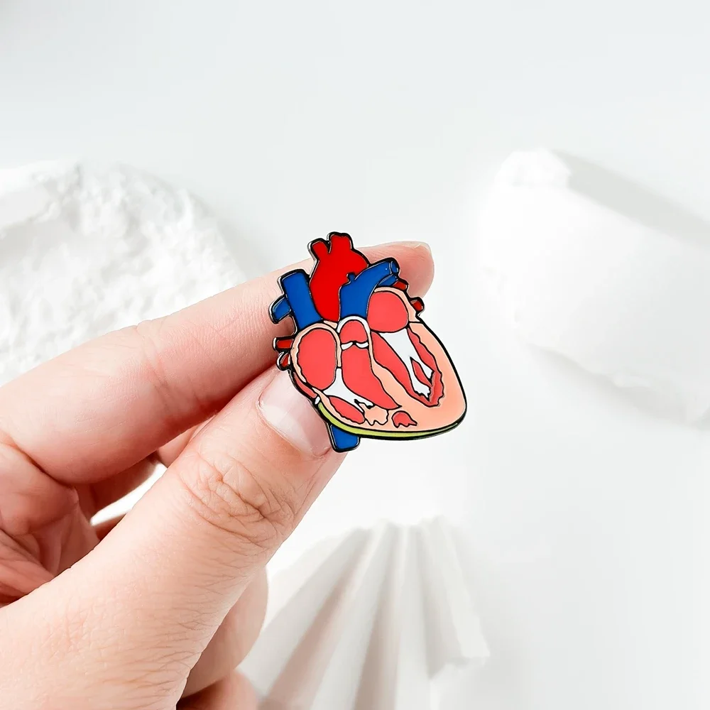 Medsor Enamel Heart Brooch Pins Medical Anatomy Jewelry Cardiology Doctor Nurse Lapel Lanyard Bag Badges Gifts Accessories