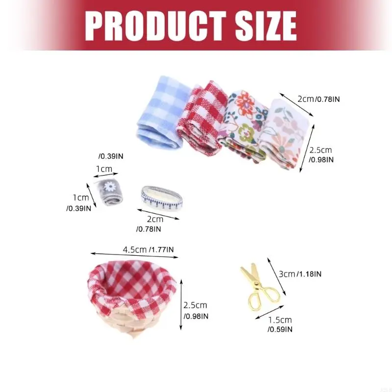 Tưởng Tượng Bộ May Cho Ngôi Nhà Búp Bê Trang Trí Cảnh Bao Gồm Thu Nhỏ Giỏ Vải Thước Dành Cho Trẻ Giả Vờ Chơi Trò Chơi A2UB
