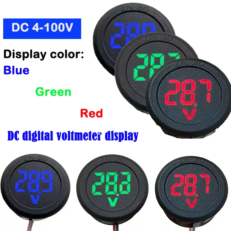 LED DC digital voltage meter display reverse protection DC4-100V color blue red green DC4 100V Digital Display Voltmeter