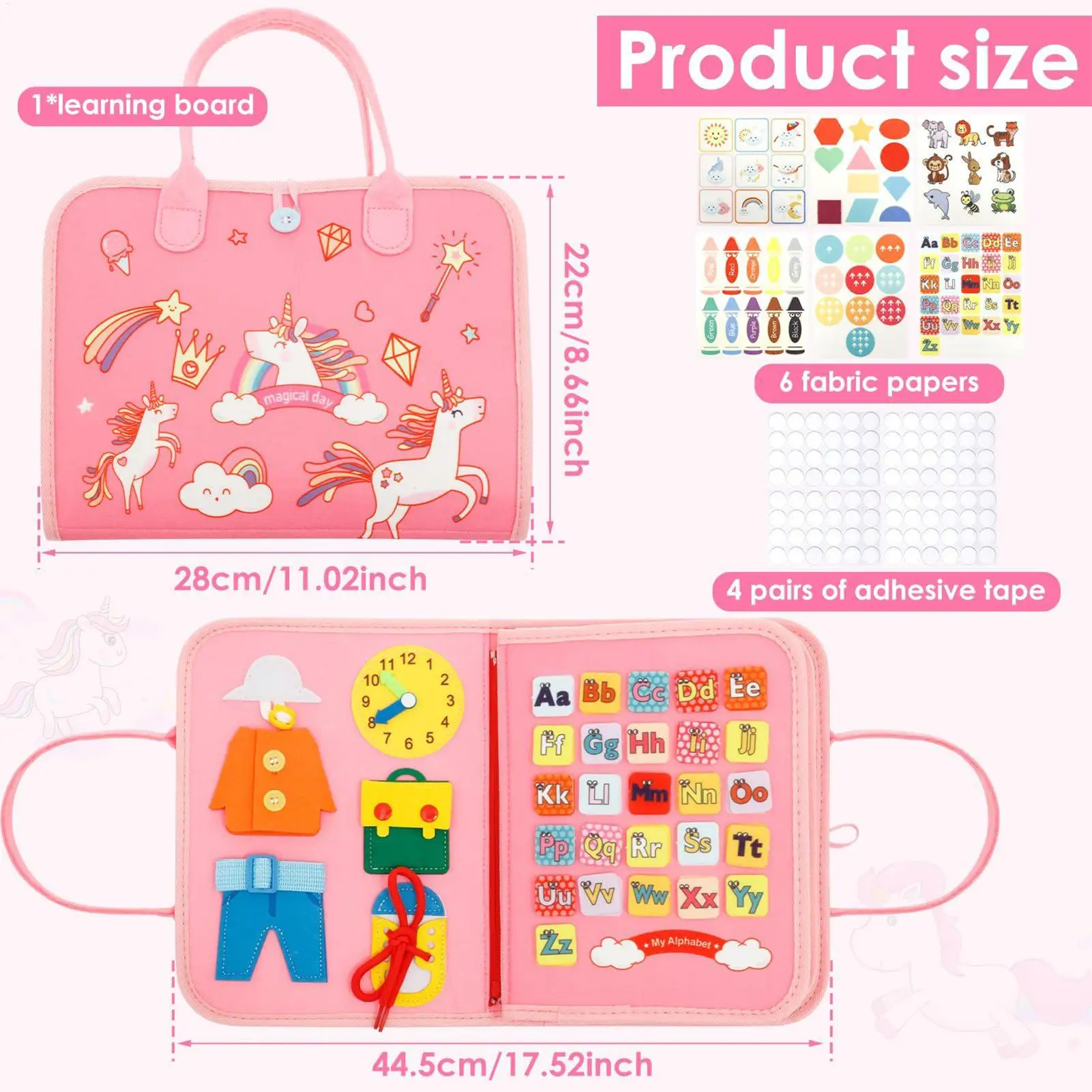 Activity Board Felt Educational Activities Learning Board For Boys Girls Ages 3-8 Travel Car Airplane Classroom Preschool Home