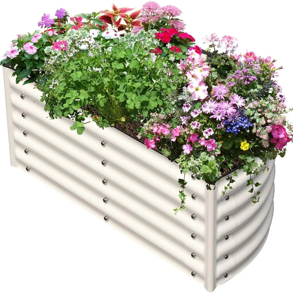 

Raised Garden Beds Kit 17 Tall Galvanized Raised Planter Box Outdoor for Vegetables Large Bottomless Metal Raised Bed