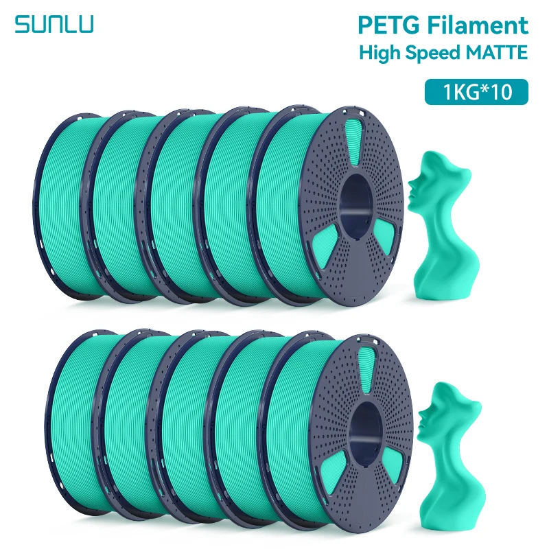 SUNLU 10 kg Hochgeschwindigkeits-Matt-PETG-Filament, 1,75 mm, 1 kg Spule (2,2 lbs), Hochgeschwindigkeits-Druckfilament, passend für die meisten FDM-Drucker