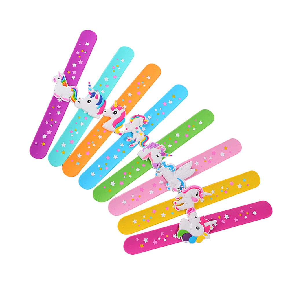 

12 Pcs Silicone Slap Bracelet Unicorn Wristband Straps Party Wristbands Kids Favor Cartoon for Bracelets