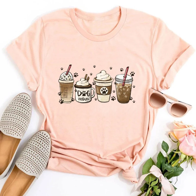 Camiseta de café para perros y mamás, ropa Kawaii para el día de la madre, regalo para amantes del café helado