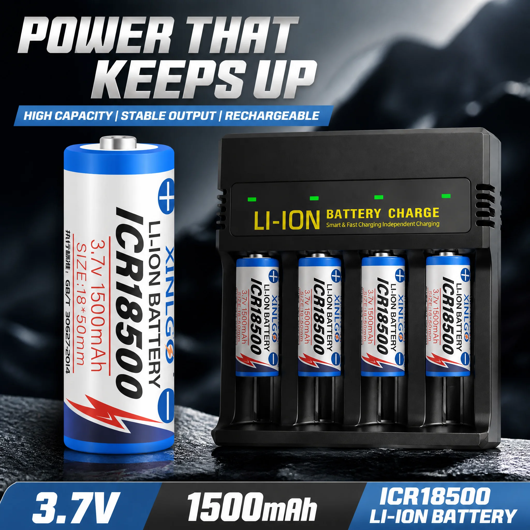3.7V 18500 1500mAh Li-ion Rechargeable Battery USB Smart Charger Safe Protection Flashlight Head Torch Mini Lighting Supply