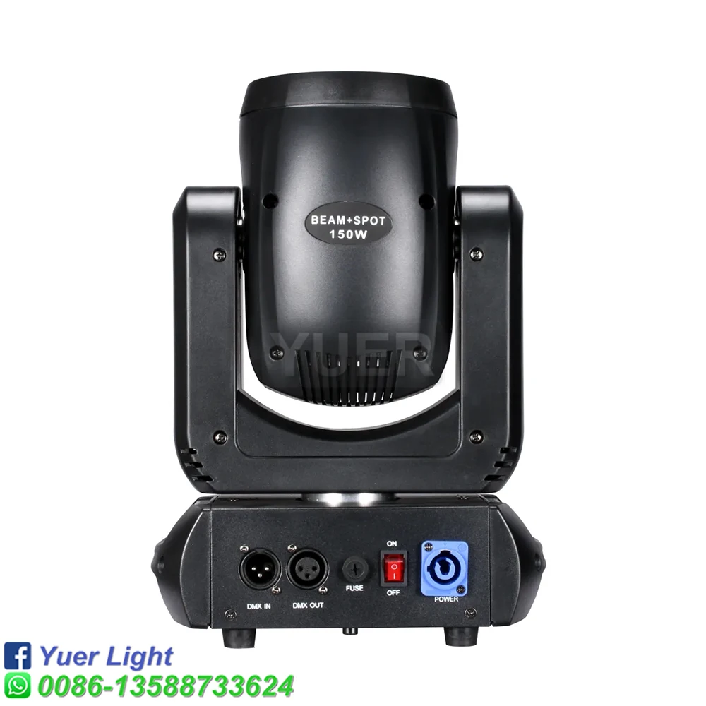 YUER-Mini LED Moving Head Beam Spot, 18 prismas rotativas, Dmx Stage Efeito Luz, Disco DJ Bar, Wedding Club, Music Party, interior, 150W