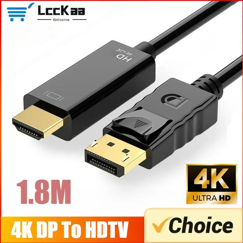 1.8M DP To HDMI-compatible Cable 4k DisplayPort To HD Adapter Male To Female DisplayPort To HDTV Converter for Monitor Projector