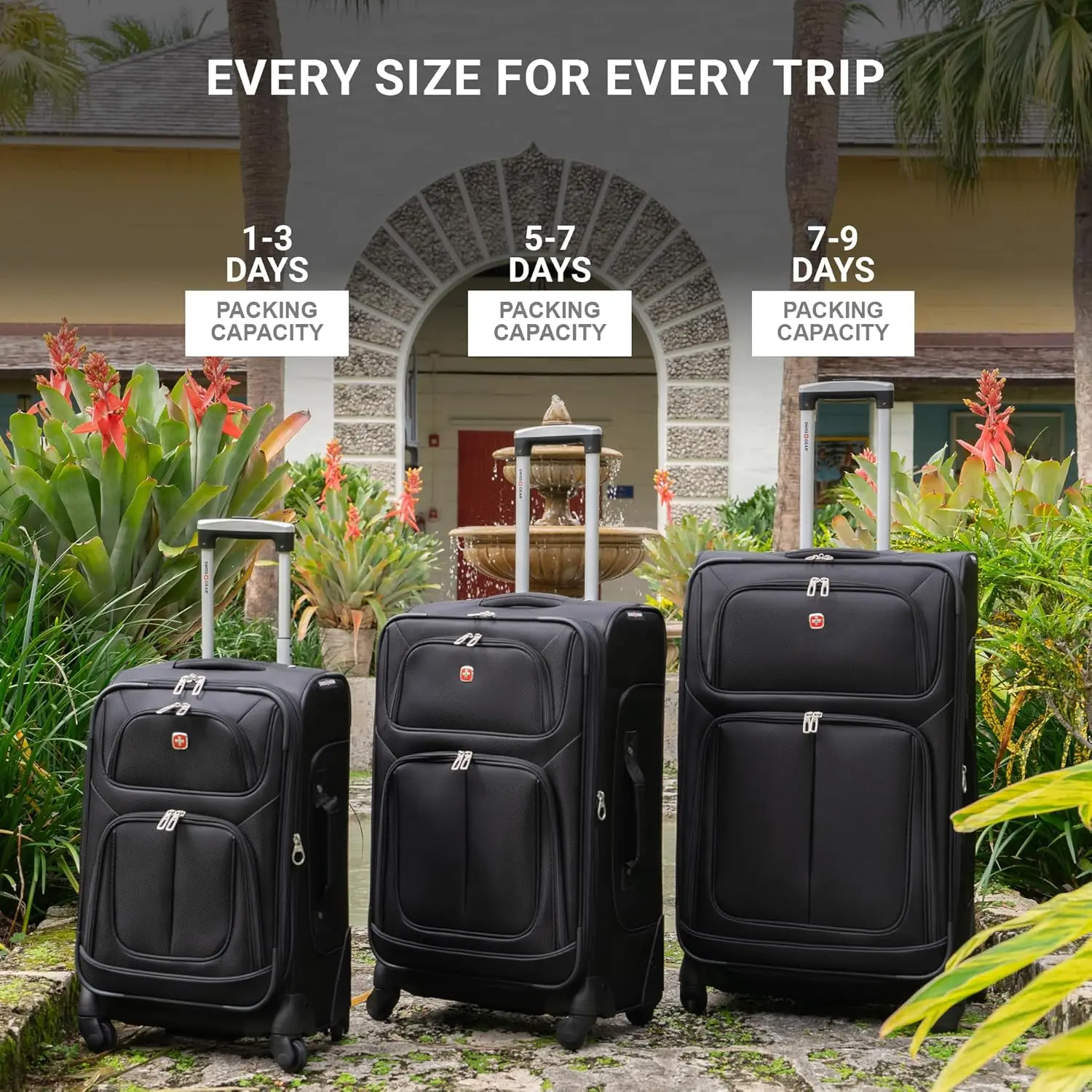 Sion 21' Expandable Carry-On Luggage – Black, 360° Wheels, Retractable Handle