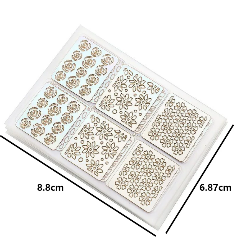 6/12/24/36pcs Hollow Nail Sticker Set Holographic Adhesive Painting Template Manicure Design DIY Nail Art Sticker Manicure Tool