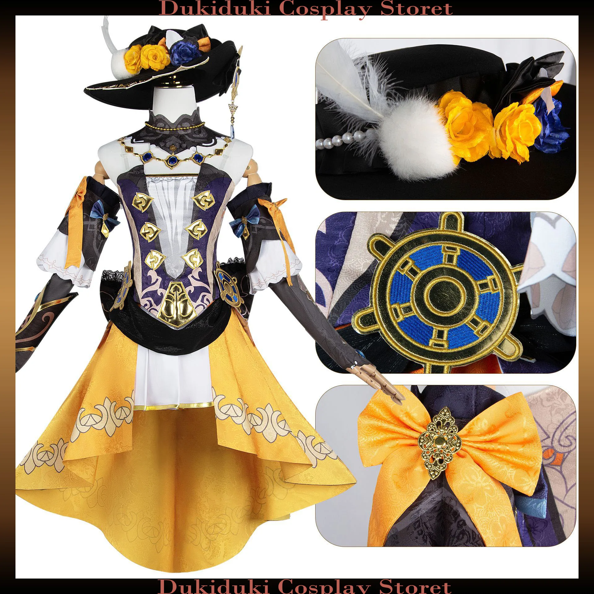 

Genshin Impact Navia Cosplay Costume Full Set Anime Carnival Cosplay Dress Uniform Halloween Party Outfit for Women Short Skirt