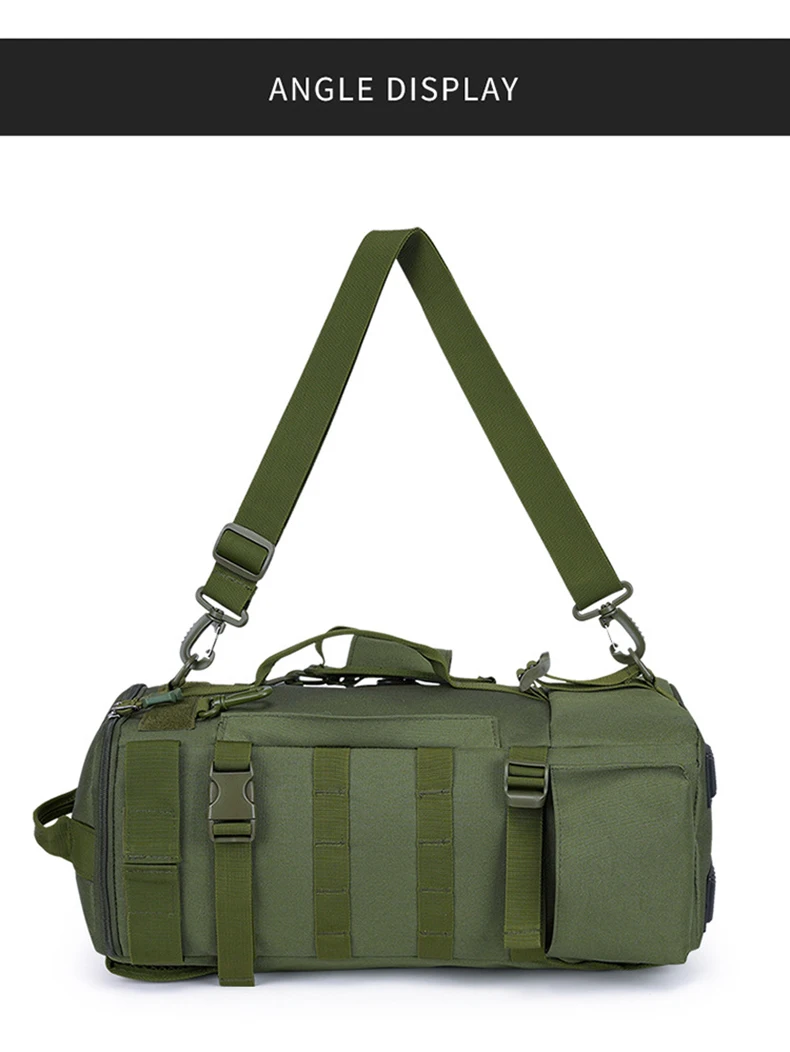 Taktischer Angelrucksack, Tackle-Tasche mit Rutenhaltern, Aufbewahrung von Fischgeräten, Molle, Camping, Wandern, Outdoor, multifunktionale Tasche – Detail 14