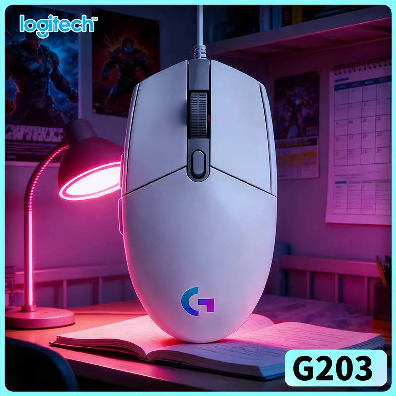

Logitech G203 LIGHTSYNC Mouse Gaming Wired 8000 DPI Sensor 16.8M RGB Colors 6 Buttons 2.1m Cable PC Laptop Fast Connection