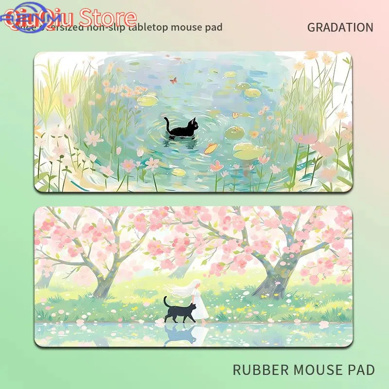 Spring Kitten Mouse Pad  Printing Large Seaming Waterproof Mouse Pad Anti-slip Gaming Mouse Pad