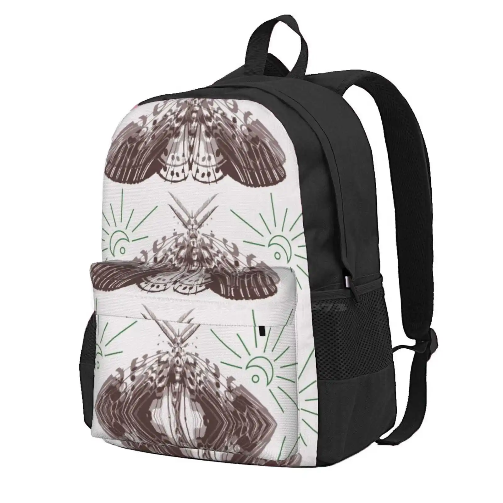 Moth Trio Hot Sale Schoolbag Backpack Fashion Bags Moth Trippy Office Animal Insect Moody