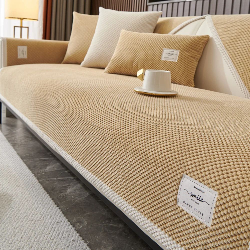 Nordic Chenille Sofa Seat Cover for Living Room Non-slip Couch Mat Towel Soft Corner Sofa Slipcover Pad Home Protection Pad