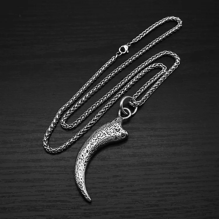 Stainless Steel Wolf Tooth Necklace Minimalist Cast Pendant Punk Hip Hop Street Jewelry For Men Trendy Male Accessories